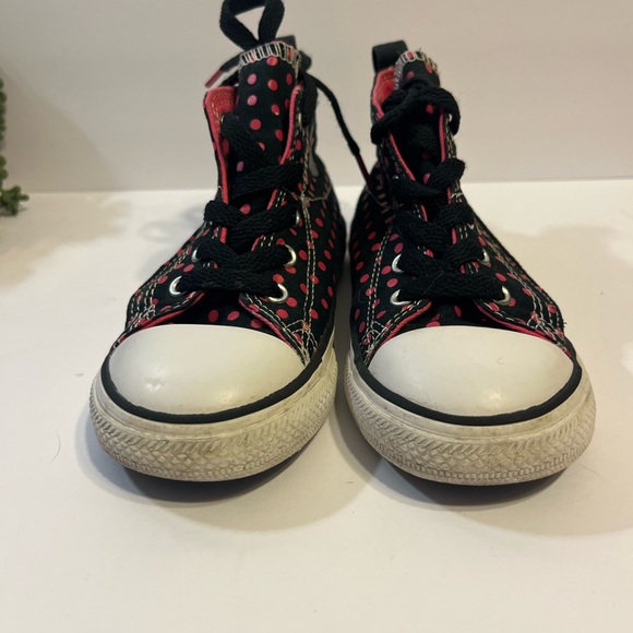 Converse CTAS Black & Pink Dots High Top Sneakers Toddler Size 10 - Picture 4 of 9